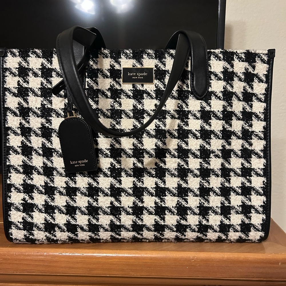 kate spade houndstooth market tote - Picture 3 of 7
